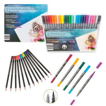 Crayons ou feutres de couleur, 24 pcs