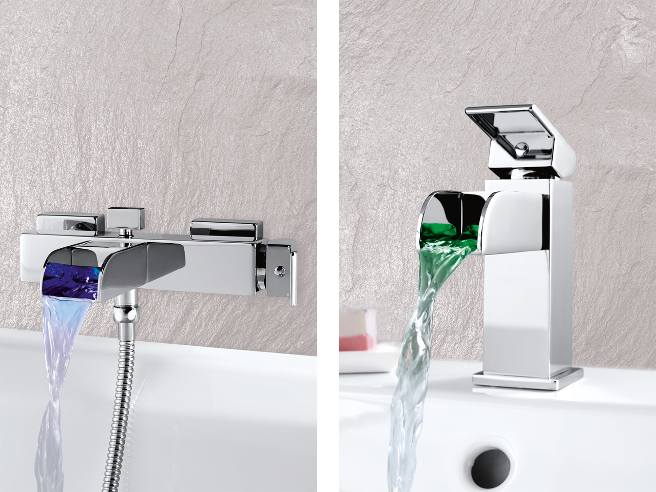 Robinetterie de baignoire à LED/ robinetterie de lavabo à LED (uniquement au Tessin)
