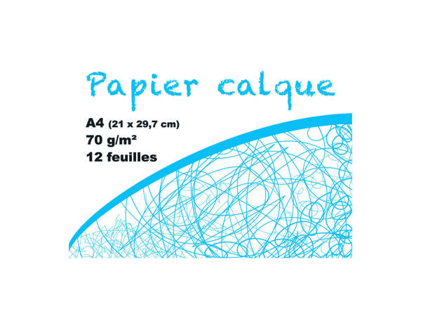 Pochette 12 feuilles papier dessin blanc, calque ou millimétré