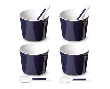 Crofton 4-Piece Porcelain Ice Cream Bowls With Spoons
