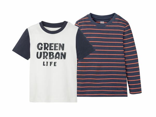 Camisetas de manga larga y manga corta infantiles bicolor pack 2