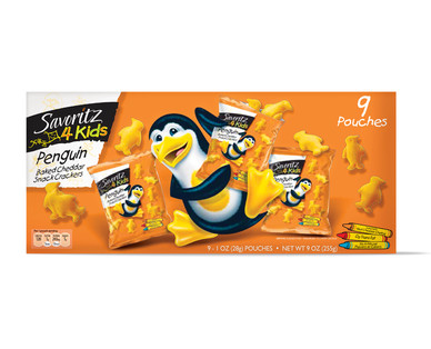 Savoritz Portion Pack Baked Cheddar Penguin Crackers