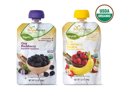 Simply Nature Organic Chia Blackberry or Strawberry Banana Superfruit Squeezies
