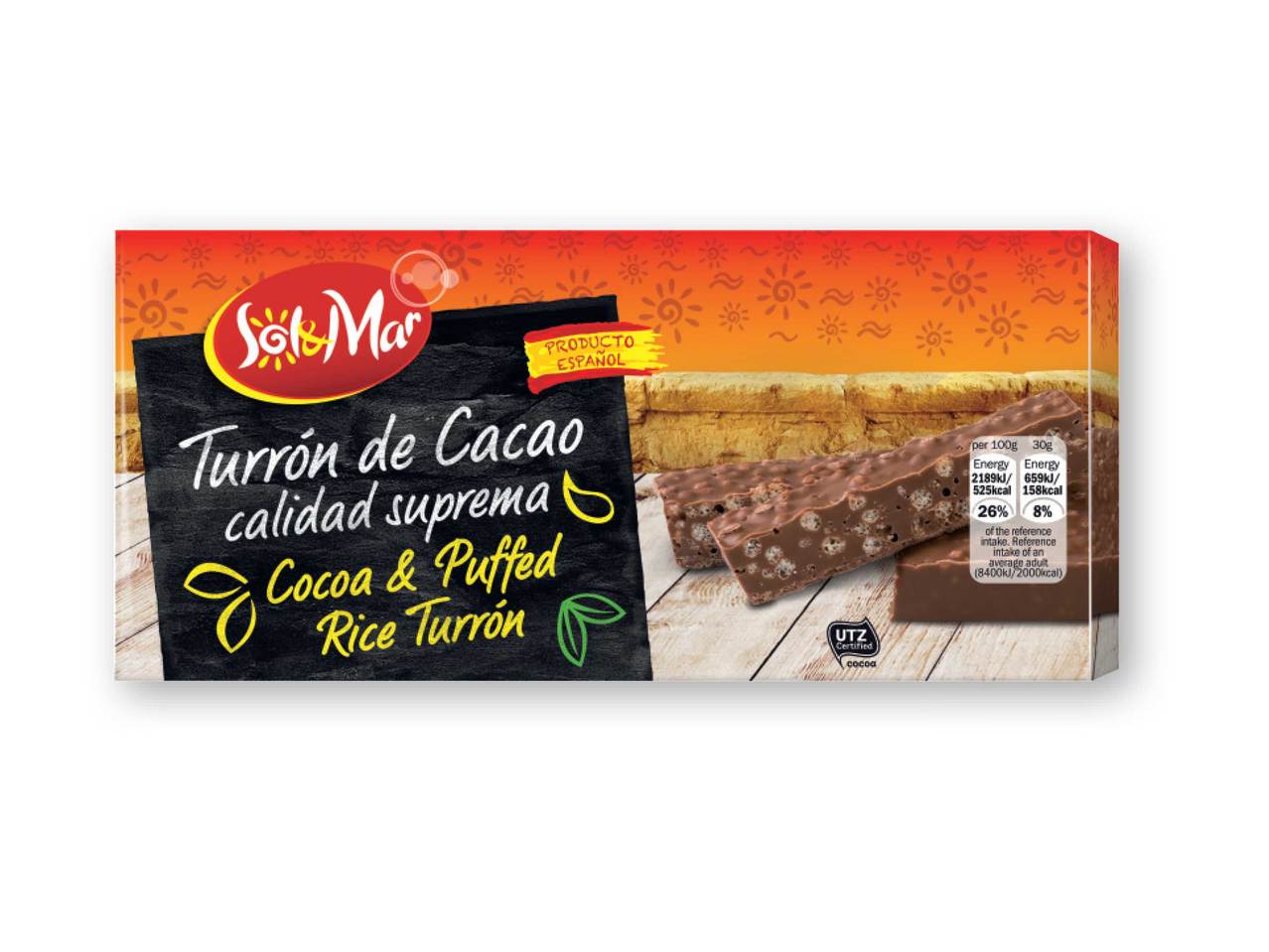 SOL & MAR Cocoa & Puffed Rice Turron
