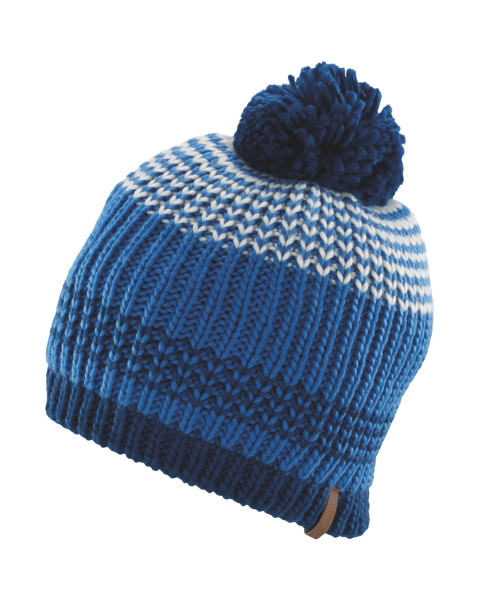 Crane Blue Striped Pompom Hat