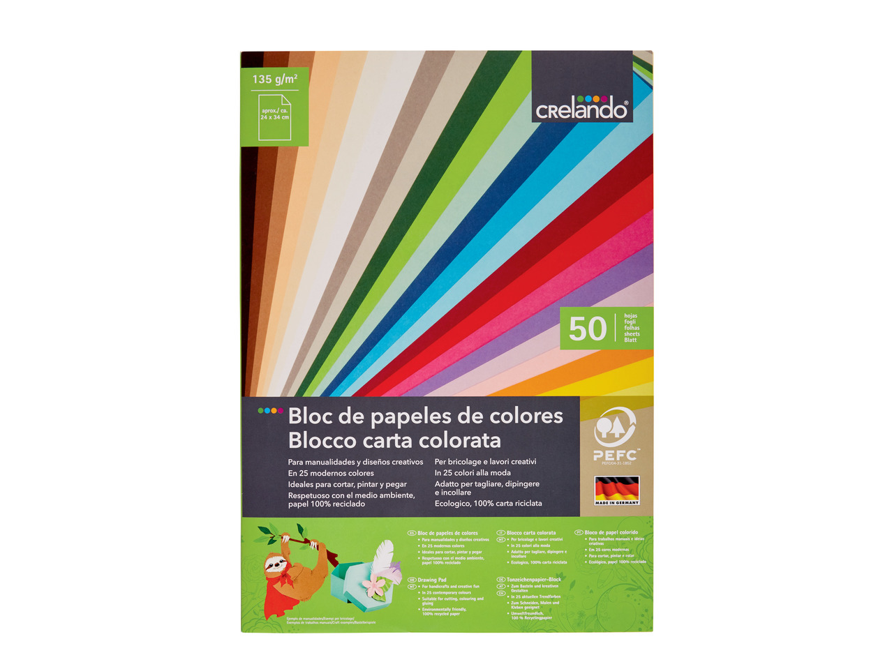 CRELANDO(R) Blok med farvet papir