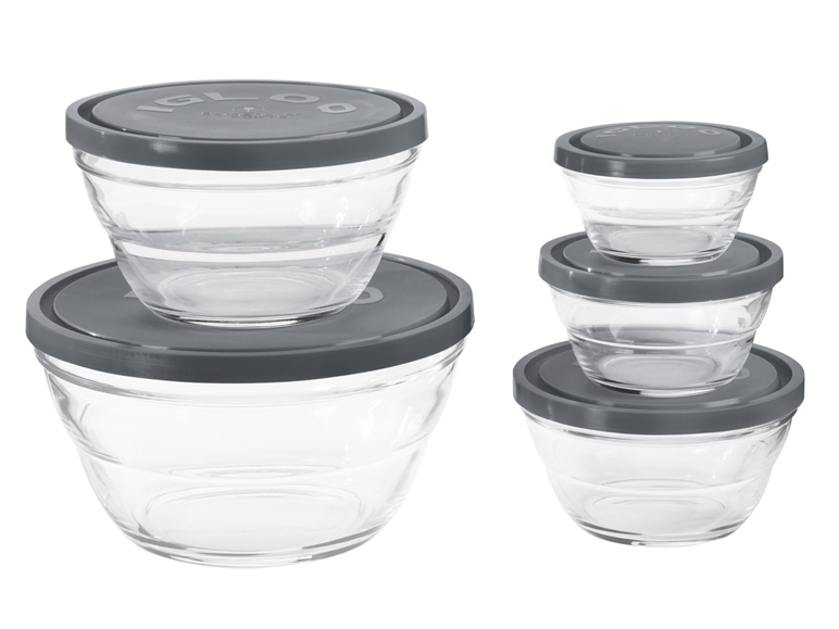 Set of Glass Bowls with Lids