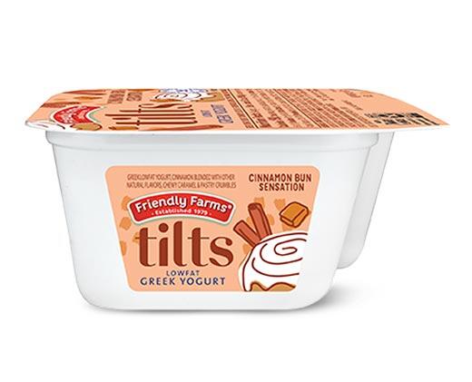 Friendly Farms 
 Tilts Cinnamon Bun or Mint Chocolate Chip Greek Yogurt