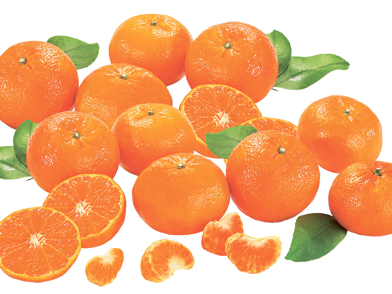 Clementinen mit Blatt