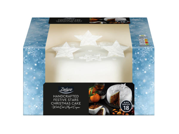 Deluxe Handcrafted Festive Stars Christmas Cake with Oak Aged Cognac
