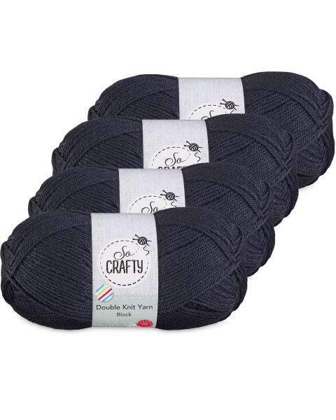 Black Double Knit Yarn 4-Pack