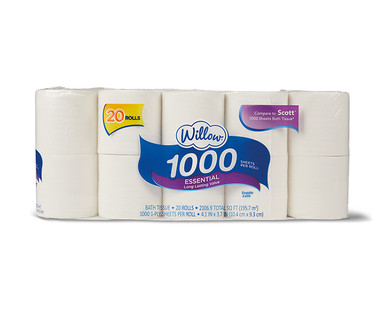Willow 20-Roll 1000-Sheet Bath Tissue