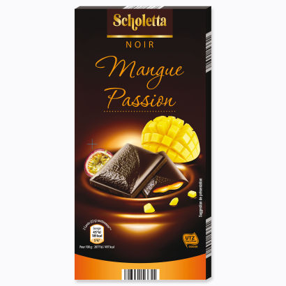Tablette de chocolat noir mangue/passion