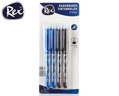 Rex(R) Radierbarer Tintenroller, 4er-Set oder Nachfüllpack, 6er-Set