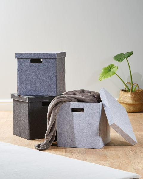 Grey Felt Storage Cube 2 Pack
