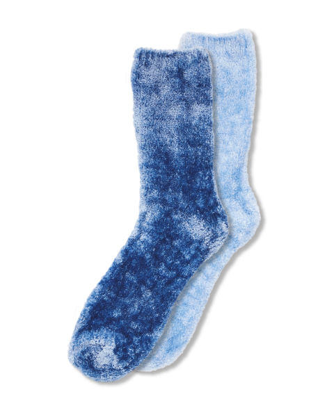4-8 Ladies Blue Chenille Socks