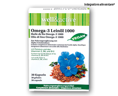 Capsule di olio di lino Omega 3 WELL&ACTIVE