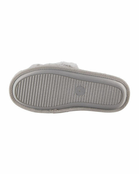 Avenue Grey Plush Slider Slippers