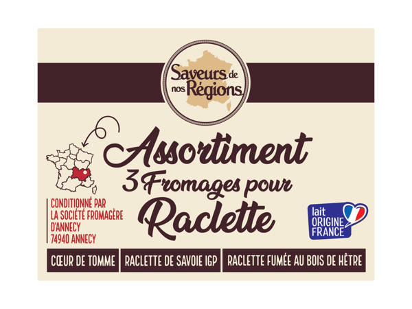 Assortiment 3 fromages pour raclette