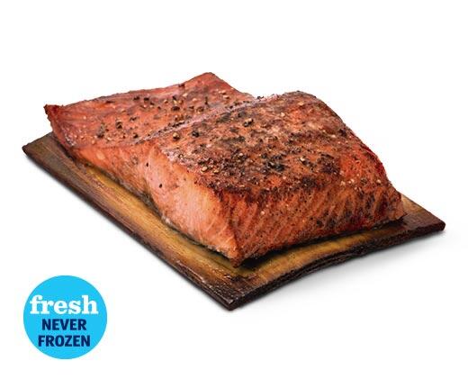 Fresh Sweet Bourbon Atlantic Salmon on a Cedar Plank