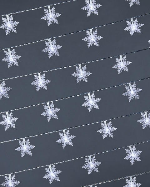 100 LED White Snowflakes
