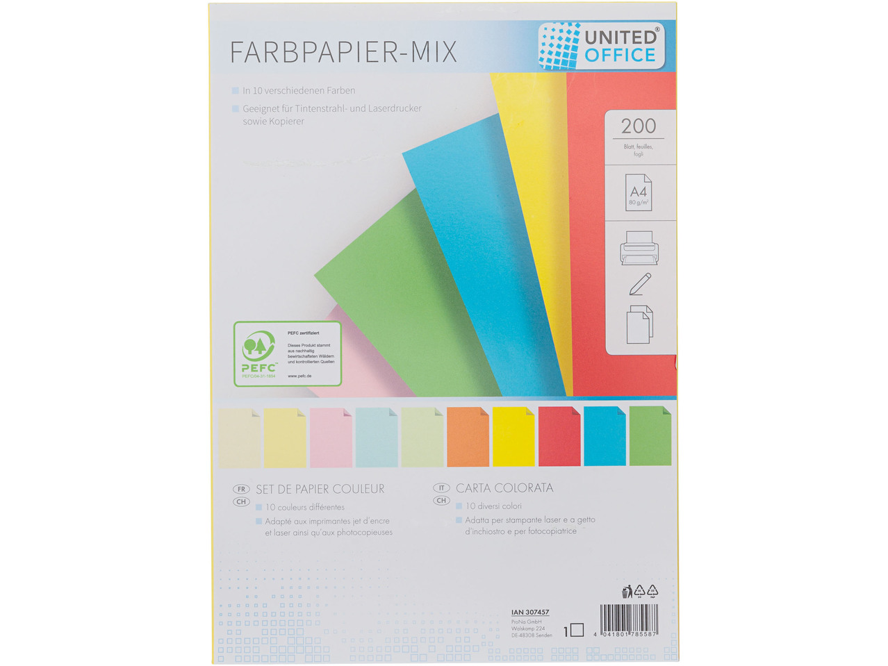 Coloured Paper A4, 200 sheets
