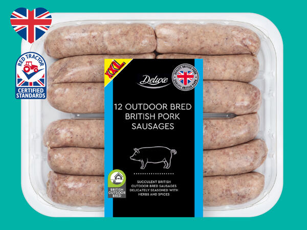 Deluxe 12 Outdood-Bred British Pork Sausages
