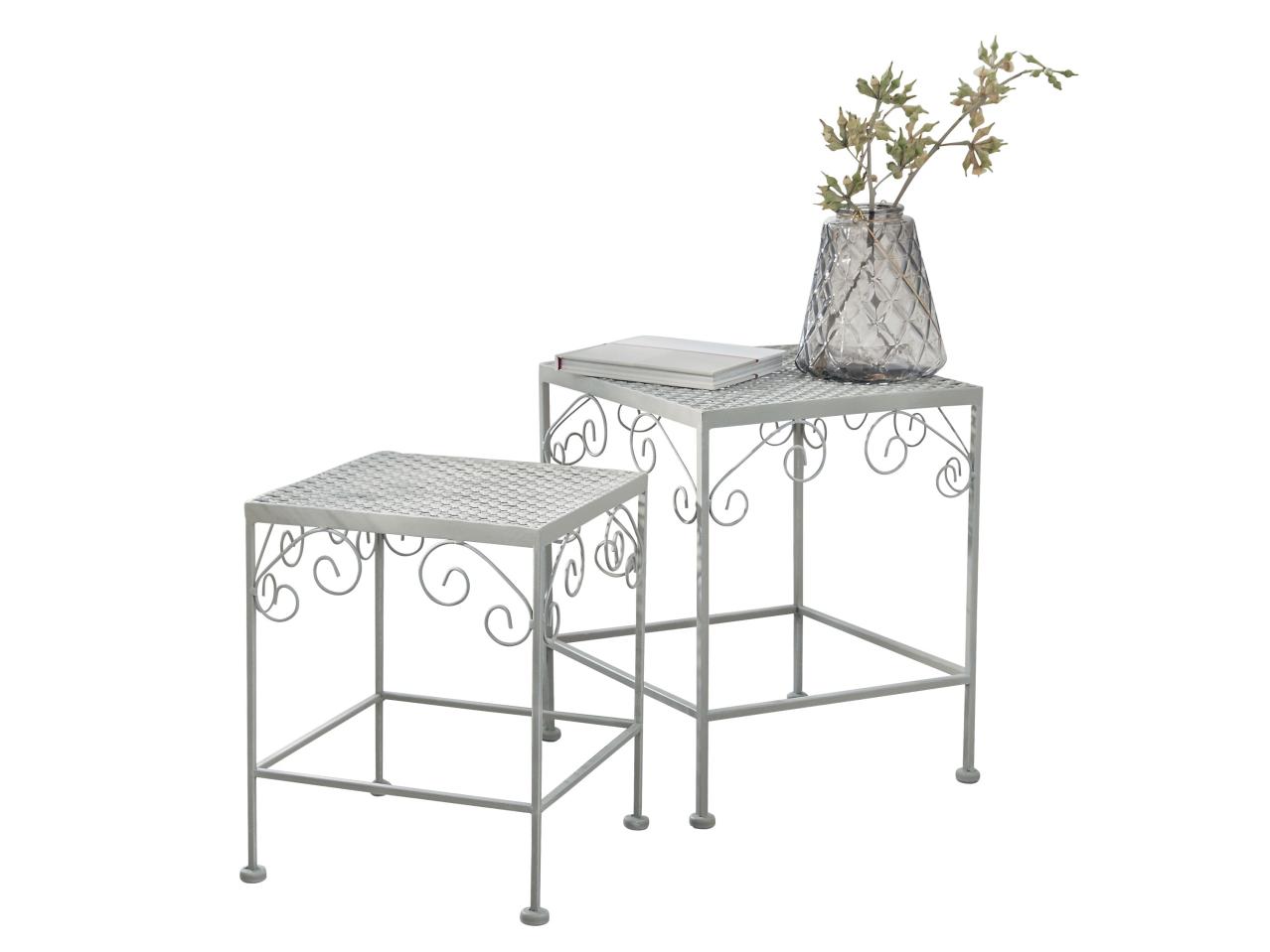2 tables d'appoint ou étagères d'angle en métal