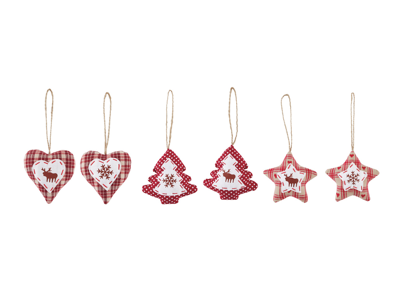Set ornamente textile / metalice, 6 bucăți