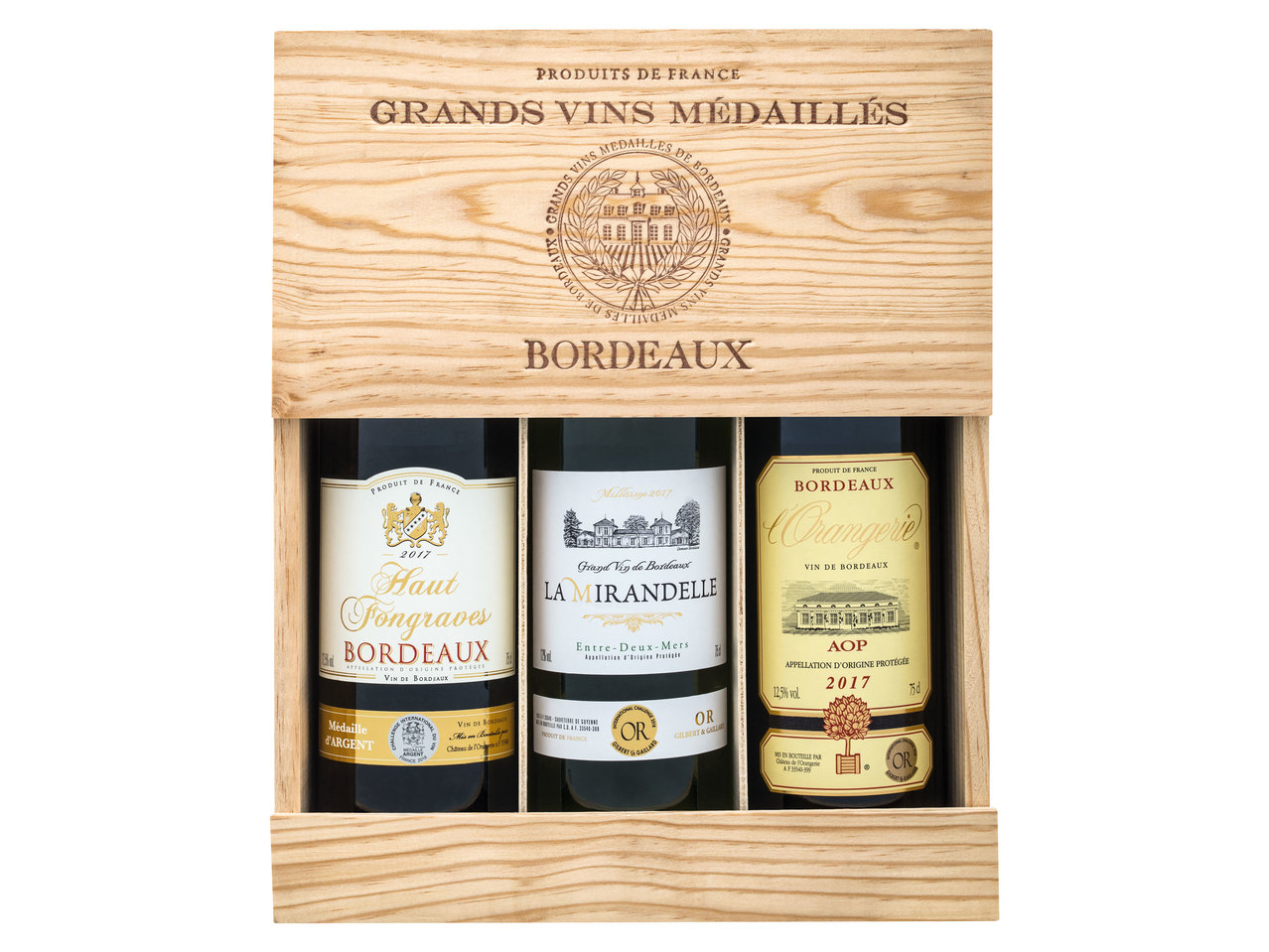 GRANDS VINS MÉDAILLÉ Bordeaux, Dreierkombi in Holzkiste