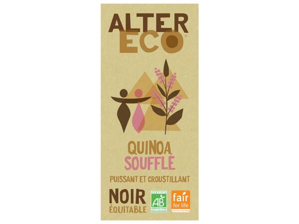Alter Eco chocolat noir quinoa soufflé Bio