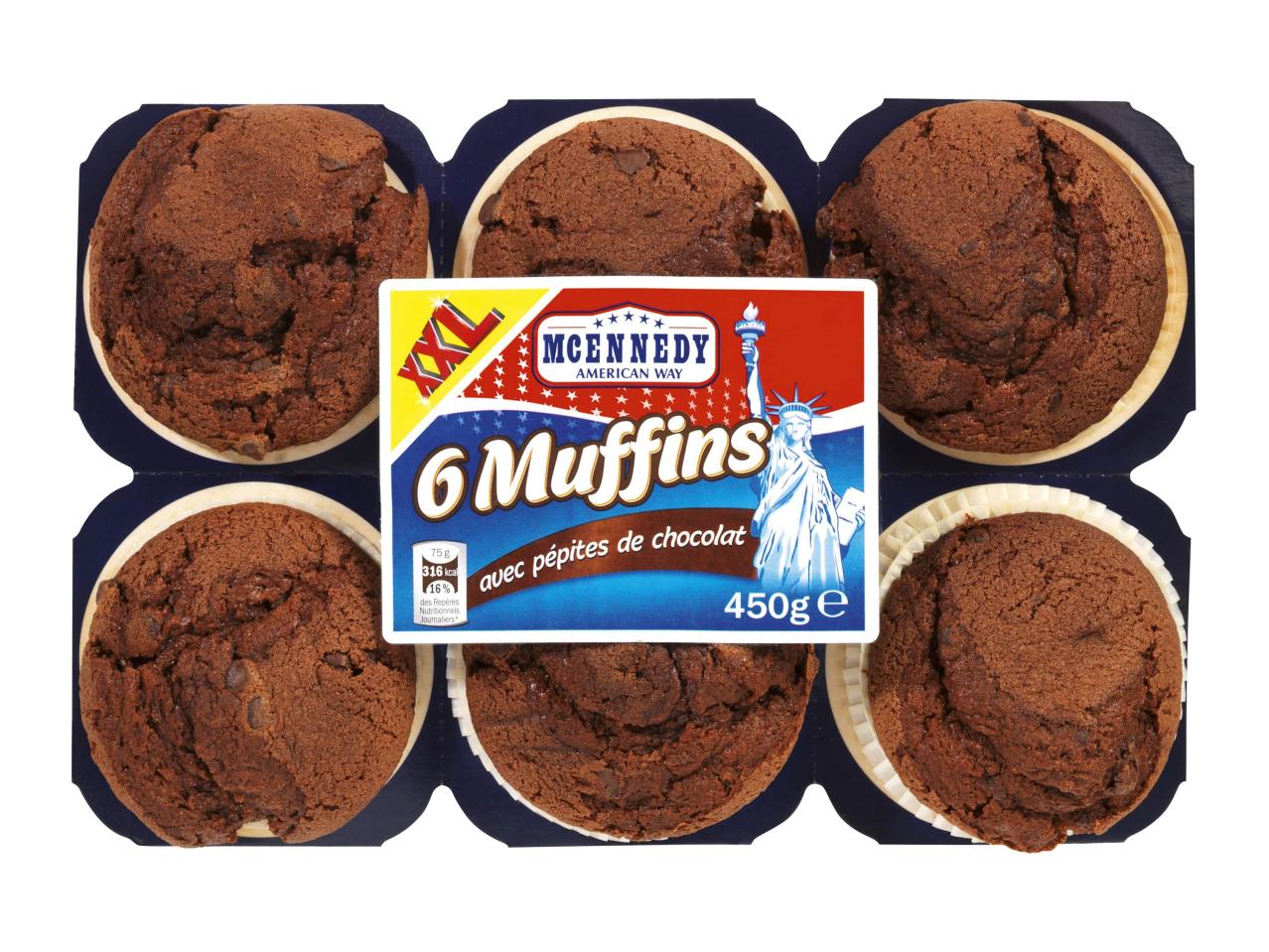 6 muffins aux pépites de chocolat1