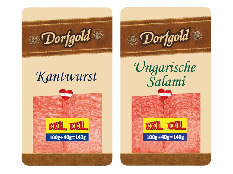 DORFGOLD Kantwurst/Ungarische Salami 100 g + 40 g gratis