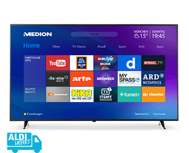 MEDION(R) 163,8 cm (65") Ultra HD Smart-TV mit Dolby Vision™ MEDION(R) LIFE(R) X16527¹