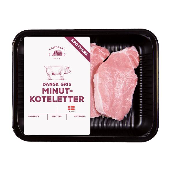 Minutkoteletter af dansk gris eller krebinetter af dansk kalv og gris