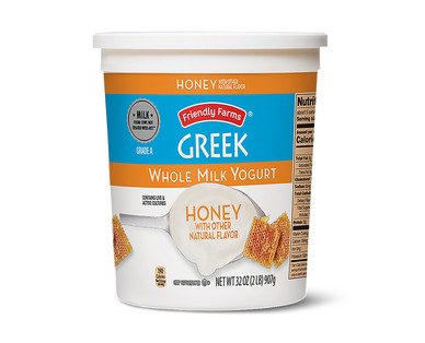 Friendly Farms Whole Milk Vanilla or Honey Greek Yogurt