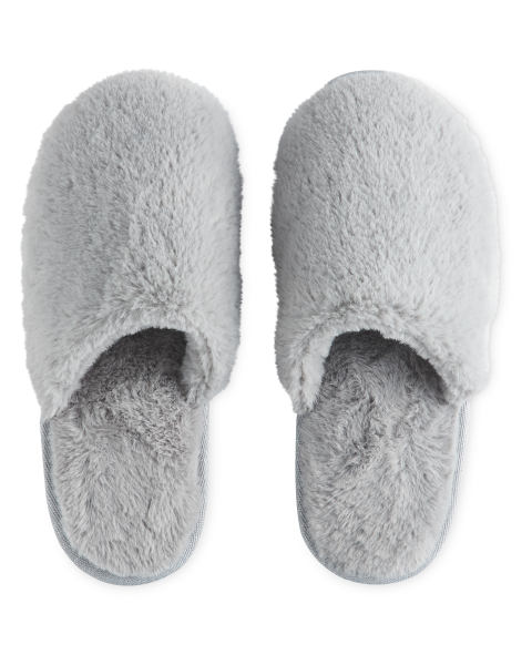 Avenue Ladies' Grey Plush Slippers.