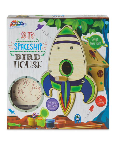 3D Wooden Spaceship Birdhouse
