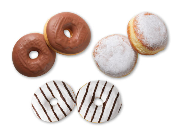 Chokoladedonut, donut med vanilje eller berliner