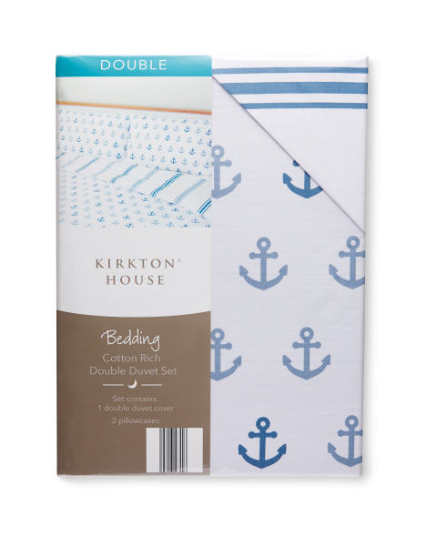 Anchor Stripe Double Duvet Set