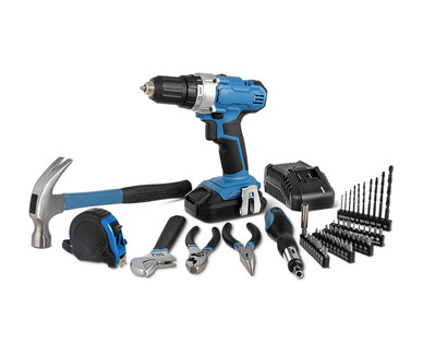 WORKZONE 20V Max Lithium-Ion Cordless Drill with 59-Piece Project Kit