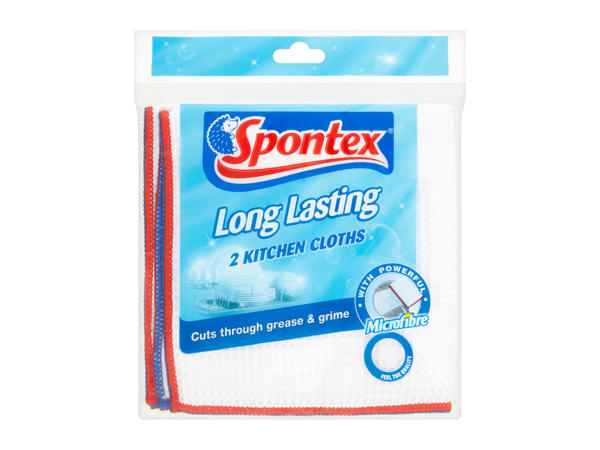 Spontex 2 Long Lasting Kitchen Cloths