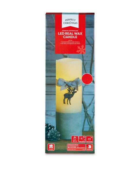 20cm LED Real Wax Reindeer Candle