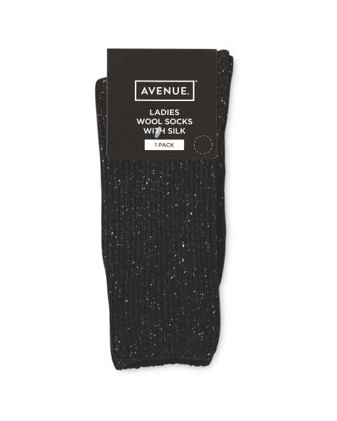 Black Rib Wool-Socks