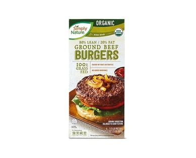 Simply Nature Grass-Fed Organic Beef Burgers
