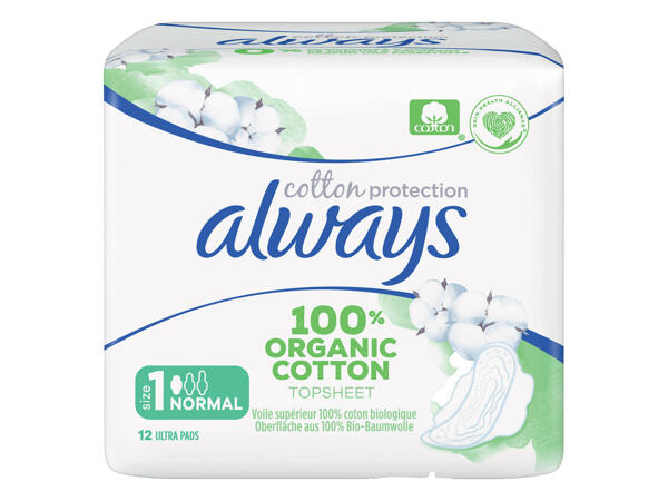 Always Serviettes 100 % organic cotton
