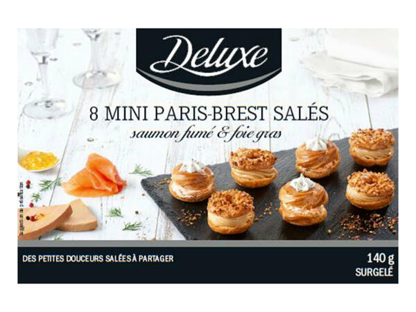 8 mini Paris-Brest salés au saumon fumé et foie gras