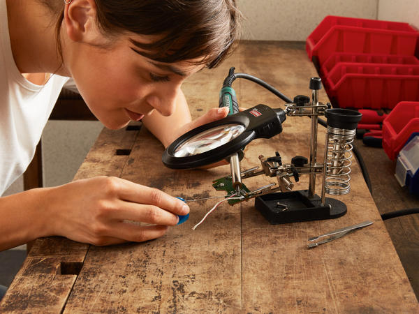 Precision Tool Holder with LED Magnifying Glass