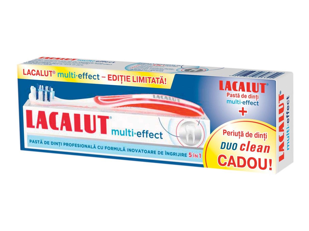 Pastă de dinți multi-efect + periuță de dinți duo clean CADOU