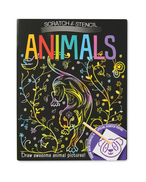 Animals Scratch and Stencil Book